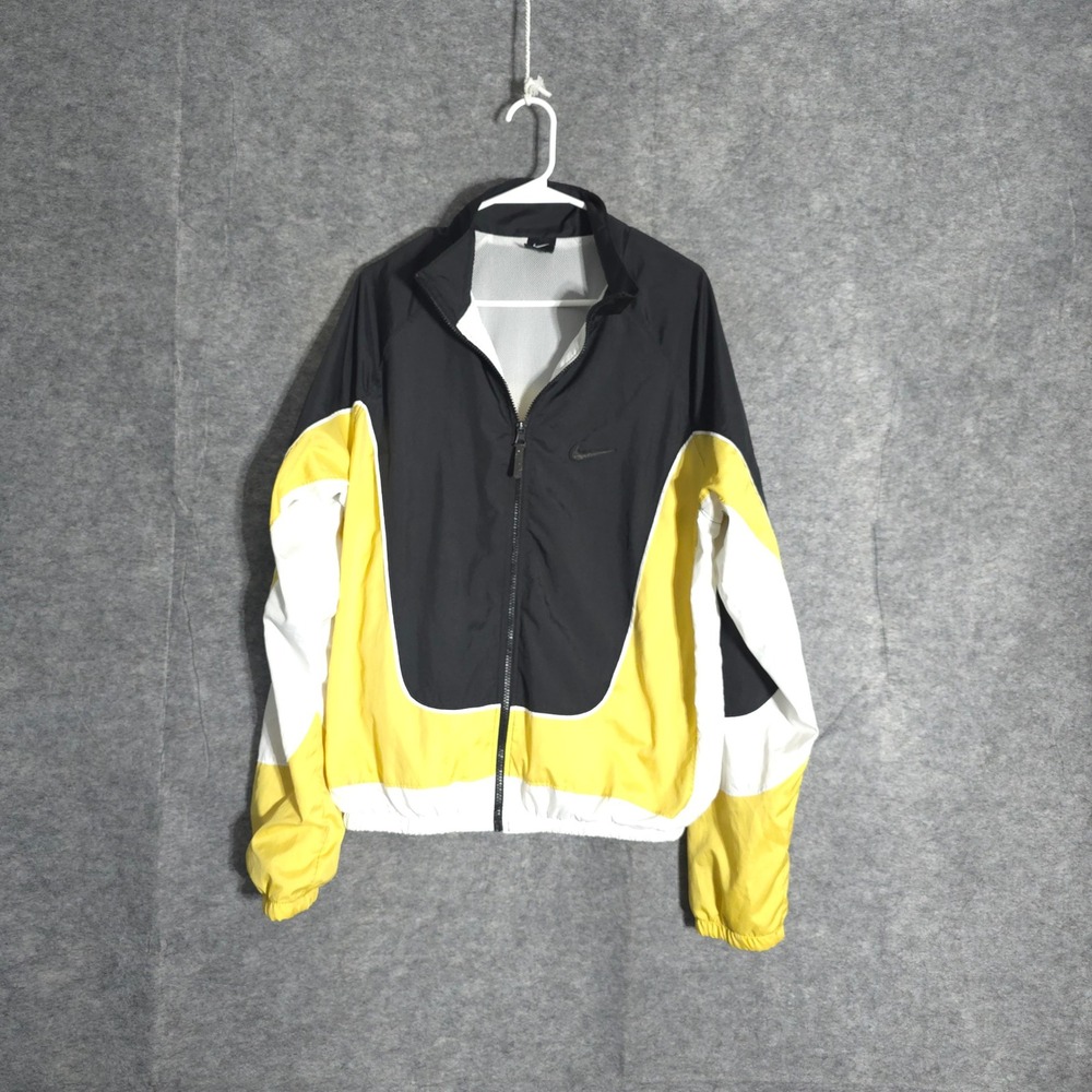 Nike Windbreaker Mens Medium Black Yellow White Colorblock Full Zip CV1931-010